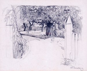 農家へのゲートウェイ、2000、鉛筆 作： Joan Thewsey