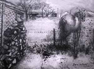 馬の休息、2000、（濡れた紙のインク）