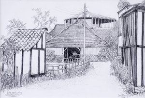 Lord Astors Dairy、White Place Farm、Cookham 2012、鉛筆 作： Joan Thewsey