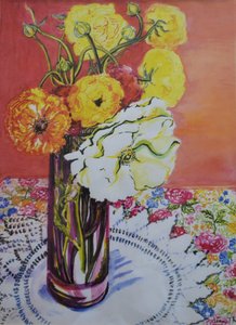 レース布のラナンキュラス、 作： Joan Thewsey