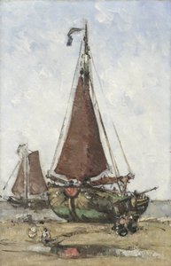 ビーチでブラフボウ漁船 作： Joannes Barnardus Antonius Maria Westerwoudt