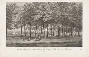 ハールレムのバーンの眺め 1809 年、ハールレムの Groote Houtpoort の外にある De Baan (オブジェクトのタイトル) 作： Joannes Pieter Visser Bender