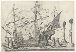 船ビクトリア、No.5 カール5世皇帝の葬列、1558年（シリーズタイトル） 作： Joannes van Doetechum (I)