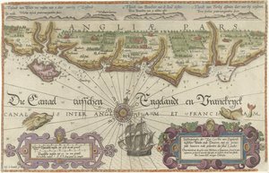 ワイト島とドーバーの間の英国沿岸の地図 説明he der zee Custen van Engelandt between Wicht ende Doueren (...) (オブジェクトのタイトル)