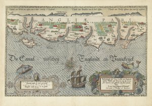 ワイト島とドーバーの間の南イングランドの海岸の地図 説明He der Zee Custen van Engelandt between Wicht ende Doueren (オブジェクトのタイトル) 作： Joannes van Doetechum (I)