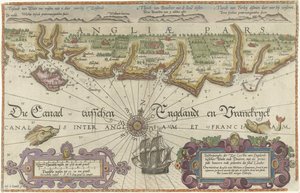 ワイト島とドーバーの間のイギリス海岸の地図 作： Joannes van Doetecum