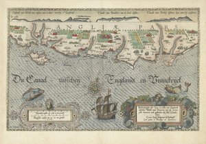 ワイト島からドーバーまでの南イングランド海岸の地図 作： Joannes van Doetecum