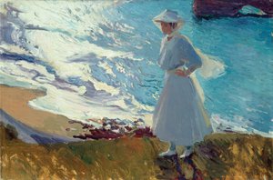 ビアリッツのビーチにいるマリア、あるいは『コントルジュール』 作： Joaquín Sorolla