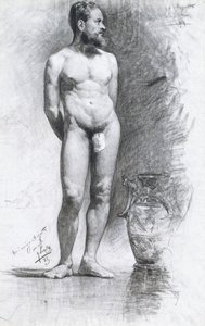 アカデミック男性ヌード、ギリシャの壷、1883年