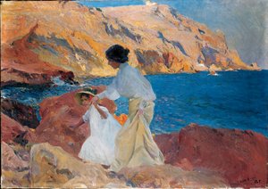 岩の上にいるクロチルドとエレナ、ハベア、1905