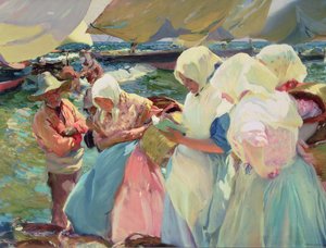ビーチの漁師の女性 作： Joaquin Sorolla y Bastida