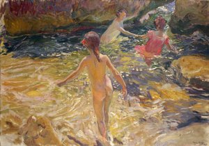 水浴、ハベア 作： Joaquín Sorolla