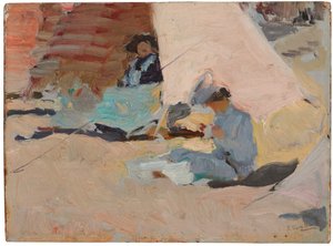ビーチ、ビアリッツ 作： Joaquín Sorolla