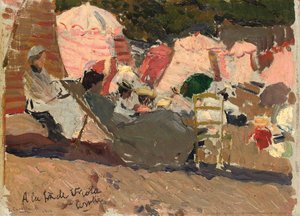ビーチ、ビアリッツ、1906 作： Joaquín Sorolla