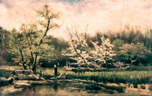 ""春の風景」 Joaquim Vareyda i Vila (1843-1894)の絵画。1880年頃。バルセロナ。カタルーニャ国立美術館。 作： Joaquin Vayreda