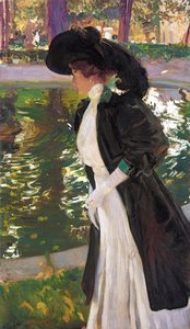 ラグランハの庭園を散策するクロチルド、1907年。 作： Joaquín Sorolla