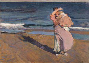子供と一緒に漁師、バレンシア、1908年。 作： Joaquín Sorolla