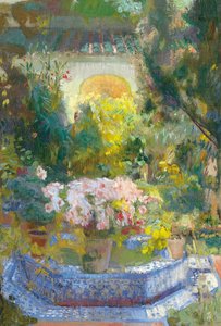 ソローリャ家の中庭 作： Joaquín Sorolla