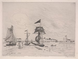 Honfleur港の木製の桟橋 作： Johan Barthold Jongkind