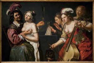 放蕩息子、あるいは「五感のアレゴリー」。ヨハネス・ベック（1600年頃〜1654年）の絵画、油彩・キャンバス 作： Johan Baeck