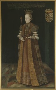 Marguerite Lejonhufvud, reine consort de Sweden, seconde epouse de Gustave I Vasa - スウェーデンの女王 Margaret Leijonhufvud (1516-1551)、Uther, Johan Baptista van (1562-1597 で活動中) 作。 キャンバスに油彩。 寸法: 195x121cm。 ストックホルム国立博物館 作： Johan Baptista van (active 1562 1597) Uther
