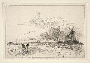 Canal de Hollande, pr?s de Rotterdam (Hiver) [ロッテルダム近くのオランダ運河 (冬)]