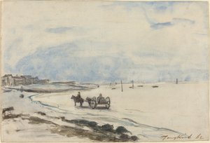 エトルタの浜辺のカート、1862 年。