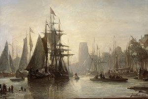 ロッテルダムの港。 1856 作： Johan Barthold Jongkind