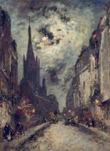 モンシェ近くのサンセヴラン教会があるサンジャック通り 作： Johan Barthold Jongkind