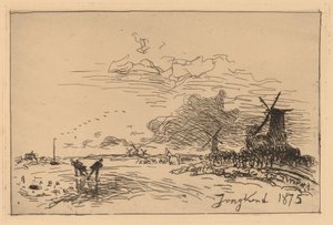 オランダ運河、ロッテルダム近く (Canal de Hollande, pres de Rotterdam (Hiver)) 作： Johan Barthold Jongkind