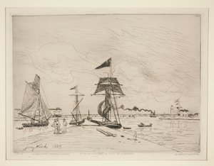 オンフルール港の木製桟橋 作： Johan Barthold Jongkind