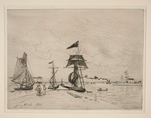 オンフルール港の木製桟橋 作： Johan Barthold Jongkind