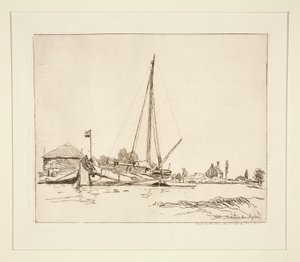 La Barque amar?e (係留船) 作： Johan Barthold Jongkind