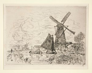 Mills in Holland (ミルズ イン オランダ) 作： Johan Barthold Jongkind