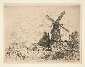 Mills in Holland (ミルズ イン オランダ) 作： Johan Barthold Jongkind