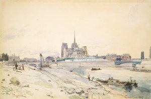 ケ・ド・ラ・トゥルネルから見たパリのノートルダム大聖堂 作： Johan Barthold Jongkind