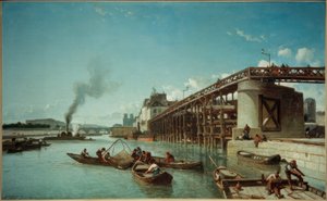 パリ、セーヌ川に架かる橋（Le Pont de l&39;Estacade） 作： Johan Barthold Jongkind