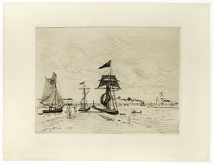 オンフルール港の桟橋 作： Johan Barthold Jongkind