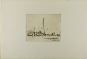 係留されたボート、6枚の銅版画から、オランダの風景 作： Johan Barthold Jongkind