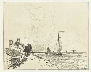 2隻の帆船 6 つのオランダ人の顔 (シリーズ タイトル) 作： Johan Barthold Jongkind