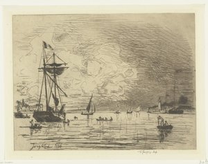 オンフルール港を出る Sortie du port de Honfleur (オブジェクトのタイトル) 作： Johan Barthold Jongkind