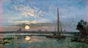 1862年のオランダの港の眺め 作： Johan Barthold Jongkind