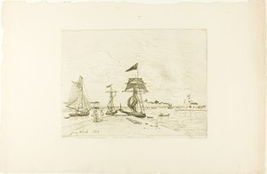 木造桟橋、オンフルール港 作： Johan Barthold Jongkind