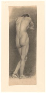立っている女性のヌード、後ろから見た 作： Johan Braakensiek
