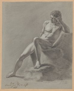 正面から見た裸の男性の着席 (一等賞 1807) 作： Johan Christiaan Willem Safft