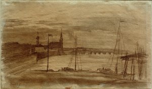 絵画「月夜のドレスデン」のドラフト 作： Johan Christian Dahl