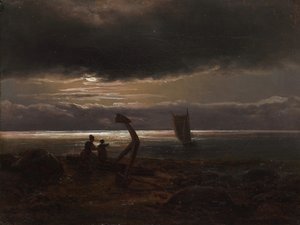 海辺の母子、1830年。 作： Johan Christian Dahl