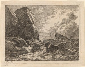 嵐の中のノルウェーの海岸 作： Johan Christian Dahl