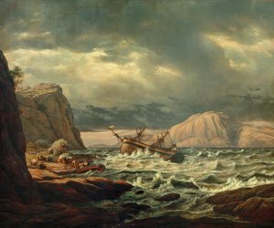 ノルウェーの海岸の難破船 作： Johan Christian Dahl