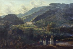 ヨハン・クリスチャン・クラウセン・ダール（1788-1857）作、ナポリ近郊のキジサナ王宮（イタリア 作： Johan Christian Dahl